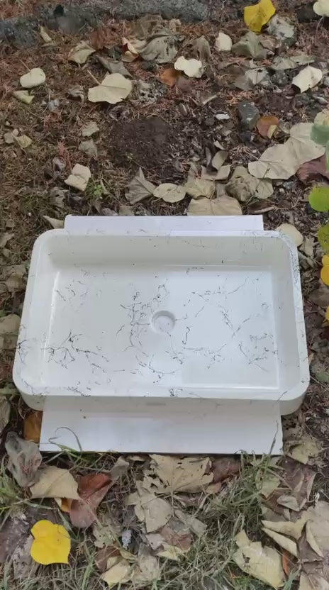 Mira Model Taş Lavabo Özel Seri MRA001( 60cm boy - 40cm en - 10cm çap)