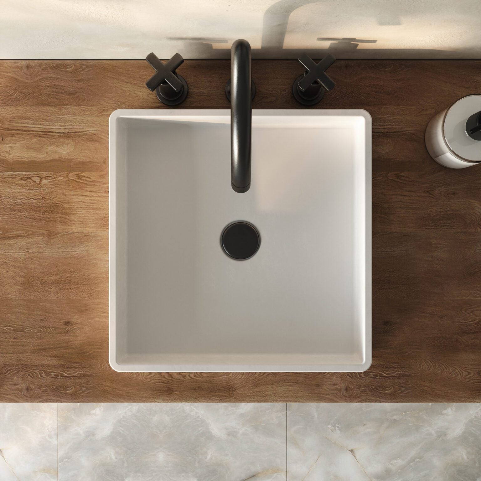 El Yapımı Asaf Model Taş Lavabo 45*45*10