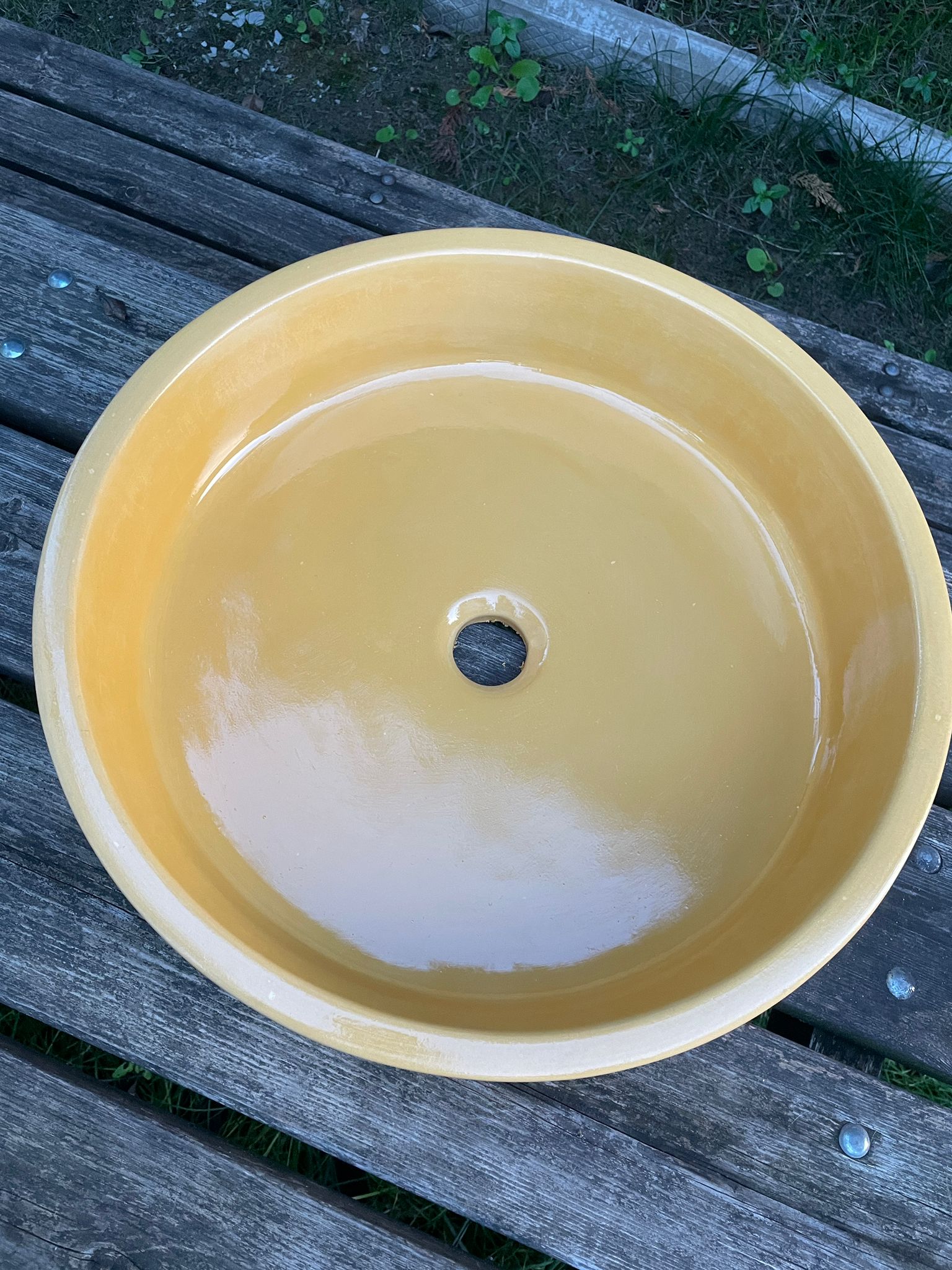 El Yapımı Afife Model Taş Lavabo Sarı Renk 43cm*12cm