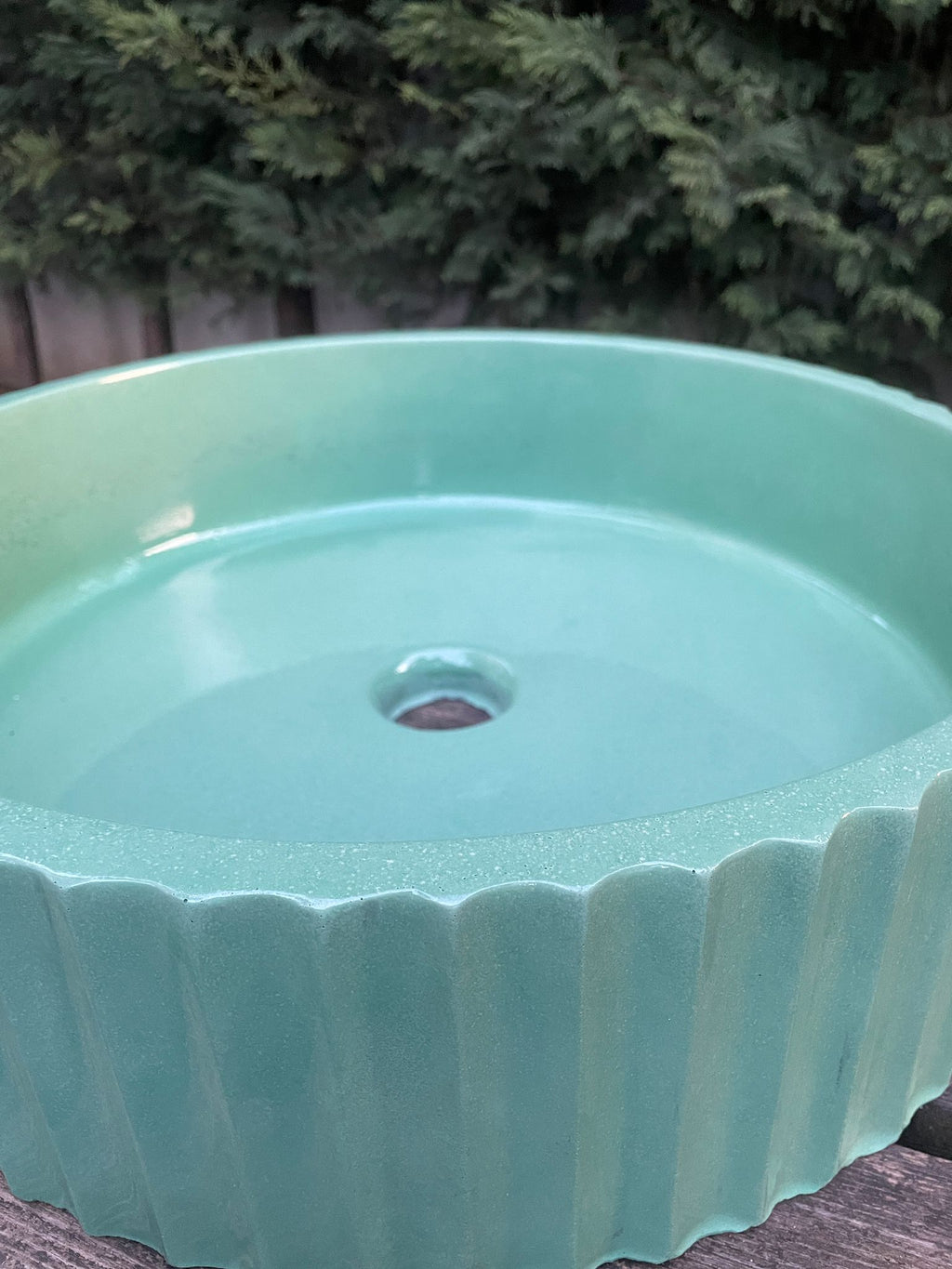 El Yapımı Aden Model Taş Lavabo Yeşil Renk 45cm*12cm