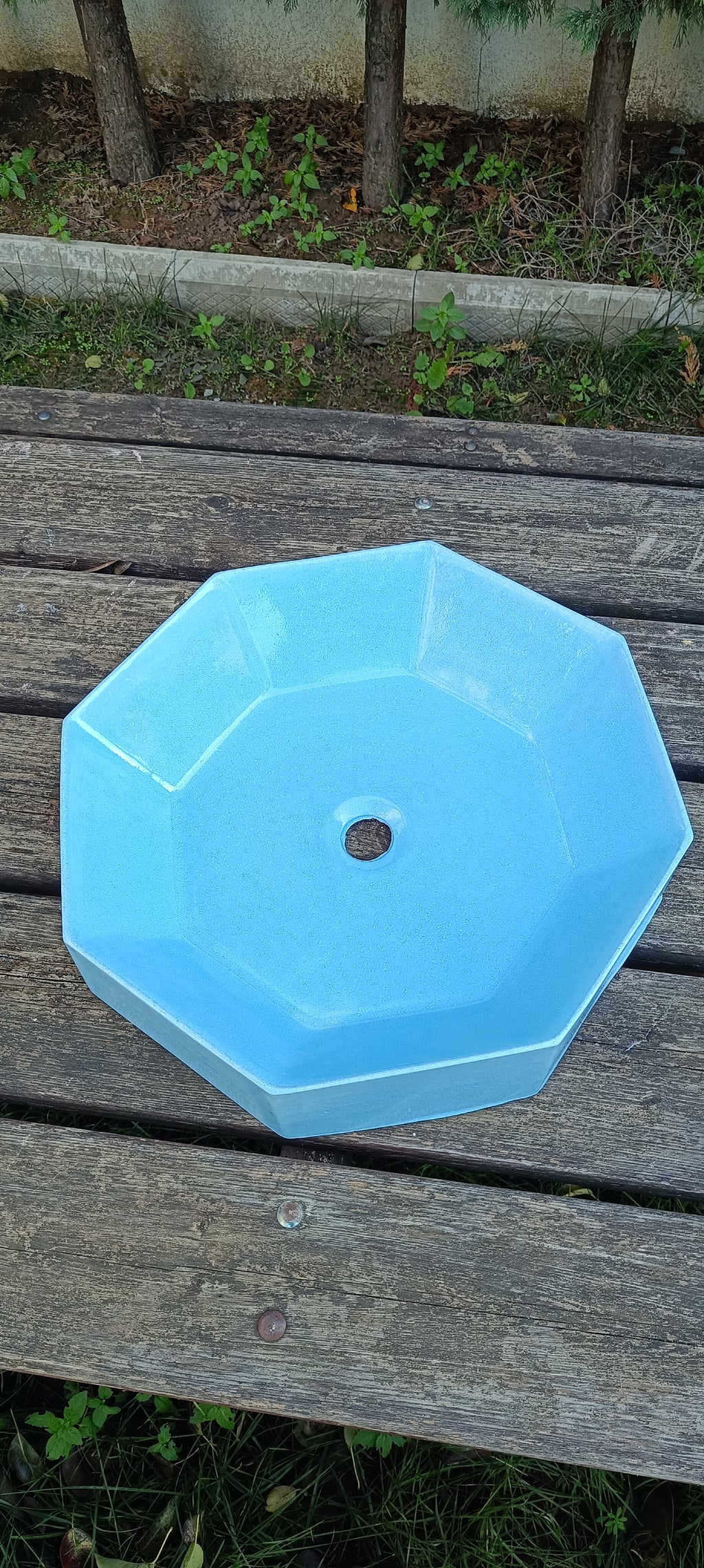 El Yapımı Gen Modeli Taş Lavabo Mavi Renk 40cm*40cm*10cm