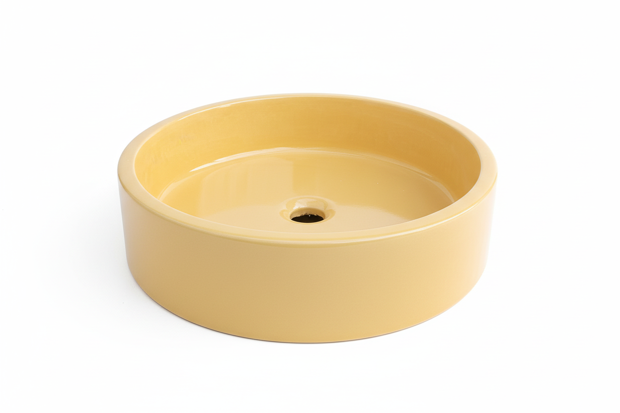 El Yapımı Afife Model Taş Lavabo Sarı Renk 43cm*12cm