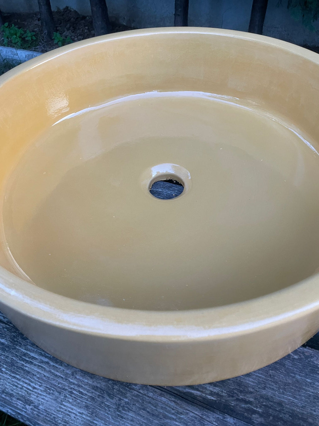 El Yapımı Afife Model Taş Lavabo Sarı Renk 43cm*12cm