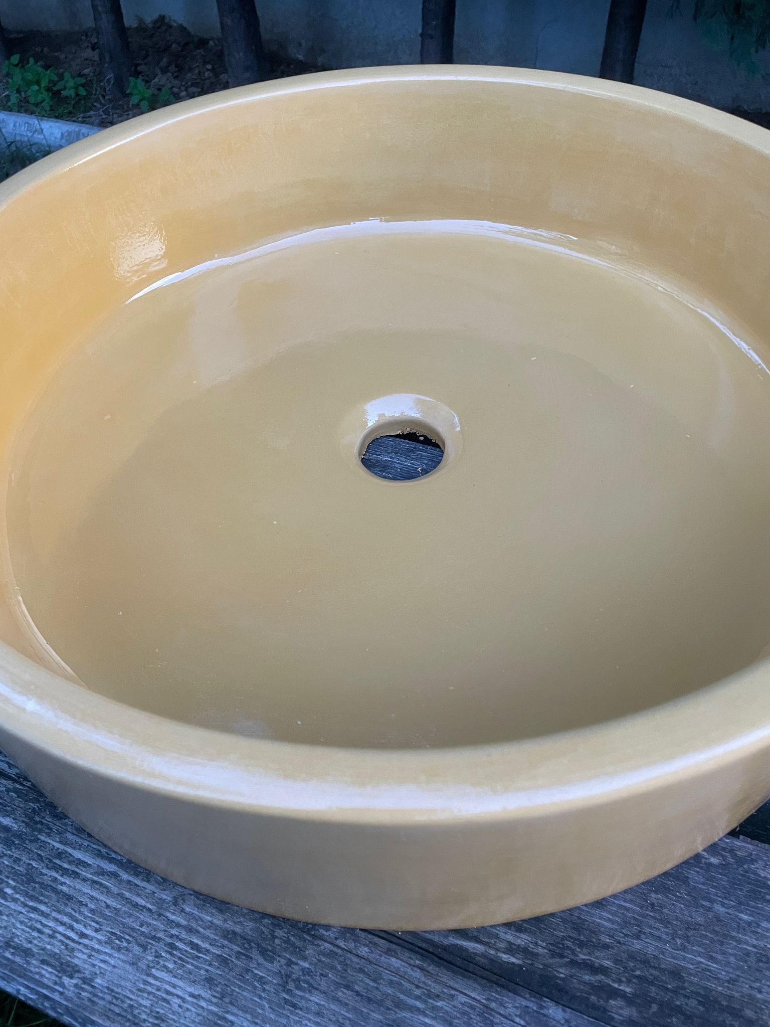 El Yapımı Afife Model Taş Lavabo Sarı Renk 43cm*12cm