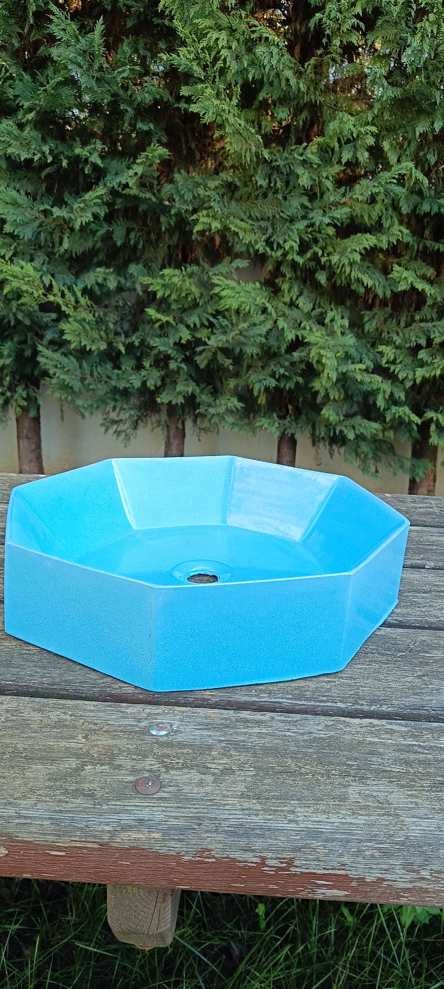 El Yapımı Gen Modeli Taş Lavabo Mavi Renk 40cm*40cm*10cm