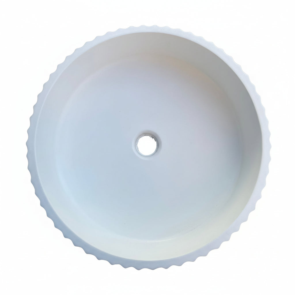 Aden Model Taş Lavabo Beyaz Renk  ADN001 (45cm çap - 12 cm yükseklik)