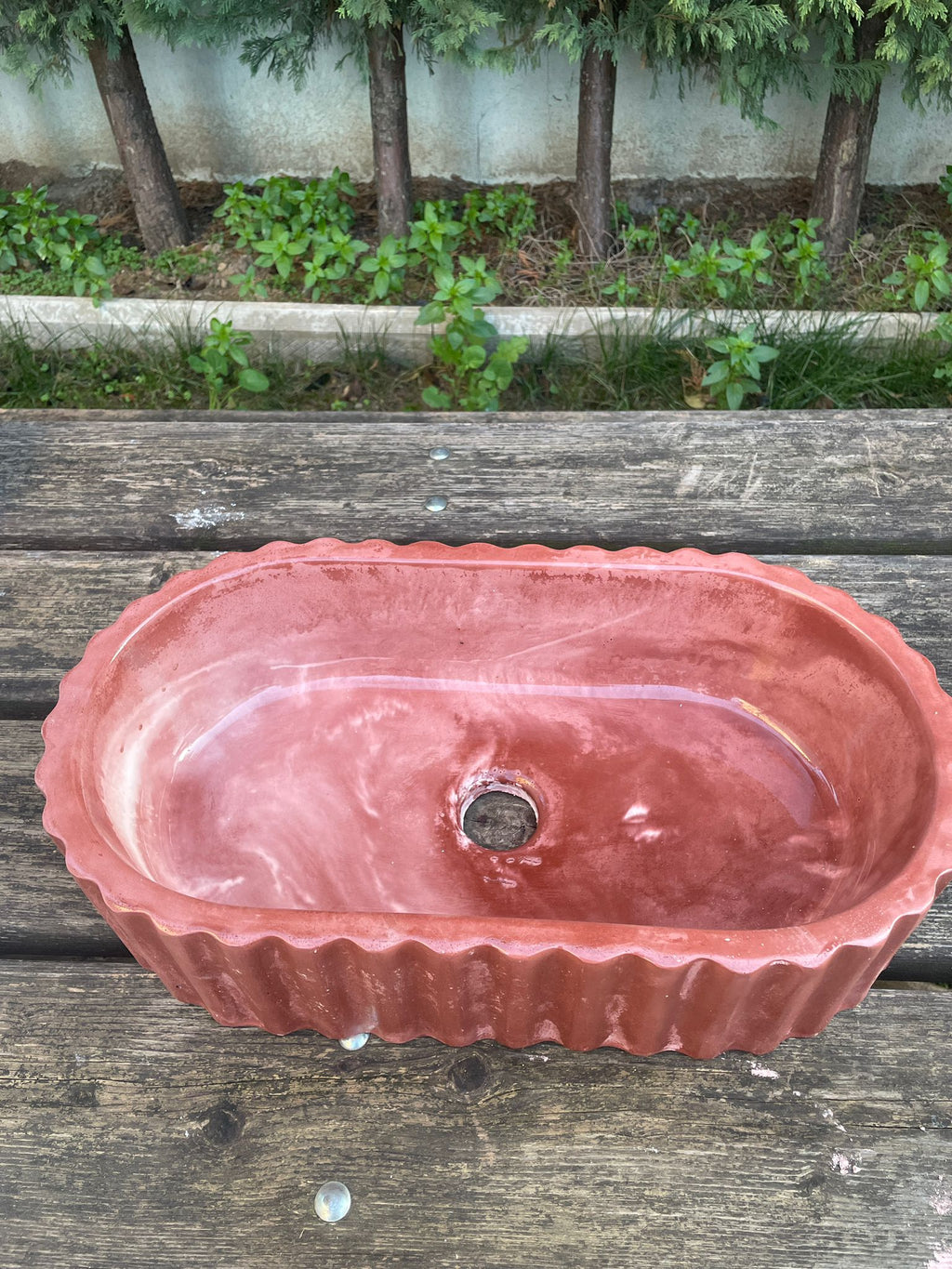 El Yapımı Tood Taş Lavabo  Özel Renk Paleti - 25x45x11 cm